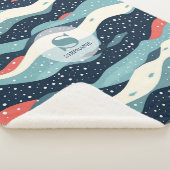 Couverture Sherpa Lignes Abstraites avec points de flocon de neige (3/4)