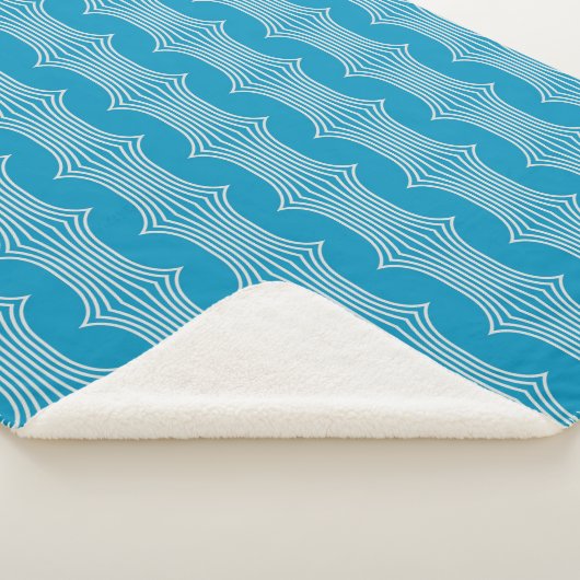 Couverture Sherpa Lignes blanches Abstraites rétro sur Motif bleu (3/4)