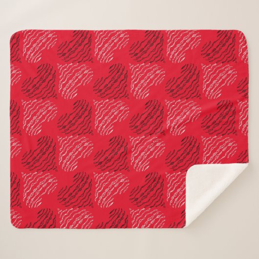 Couverture Sherpa Lignes cardiaques alternatives en noir et blanc su (Devant (Horizontal))