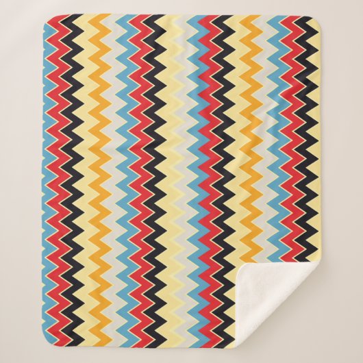 Couverture Sherpa Lignes de couleurs en zigzag (Devant)