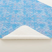 Couverture Sherpa Lignes et patchs motif en bleu Off blanc BG (3/4)