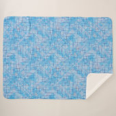Couverture Sherpa Lignes et patchs motif en bleu Off blanc BG (Devant (Horizontal))