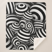 Couverture Sherpa Lignes noires de boules blanches 3D (Devant)