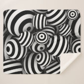Couverture Sherpa Lignes noires de boules blanches 3D (Devant (Horizontal))