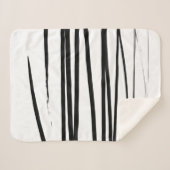 Couverture Sherpa Lignes noires et blanches modernes Art Abstrait (Devant (Horizontal))