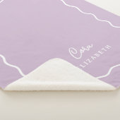 Couverture Sherpa Lila Violet Bordure Ondulée Monogrammée (3/4)