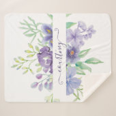 Couverture Sherpa Lilac aquarelle florale personnalisée (Devant (Horizontal))