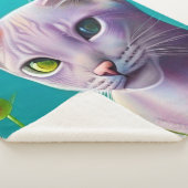 Couverture Sherpa Lilac Chat Siamese en fleurs Lilac sur Turquoise (3/4)