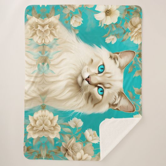 Couverture Sherpa Lilac Lynx Point Siamese Portrait Art (Devant)