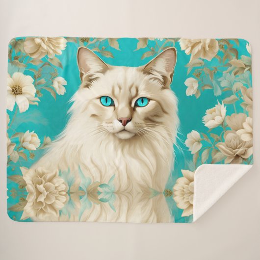 Couverture Sherpa Lilac Lynx Point Siamese Portrait Art (Devant (Horizontal))