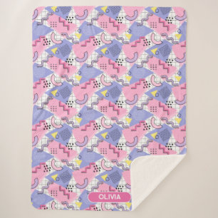 Couverture Sherpa Lilac rose actif des années 80 Memphis