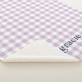 Couverture Sherpa Lilas violet Gingham Monogrammé (3/4)