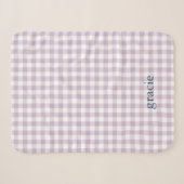 Couverture Sherpa Lilas violet Gingham Monogrammé (Devant (Horizontal))