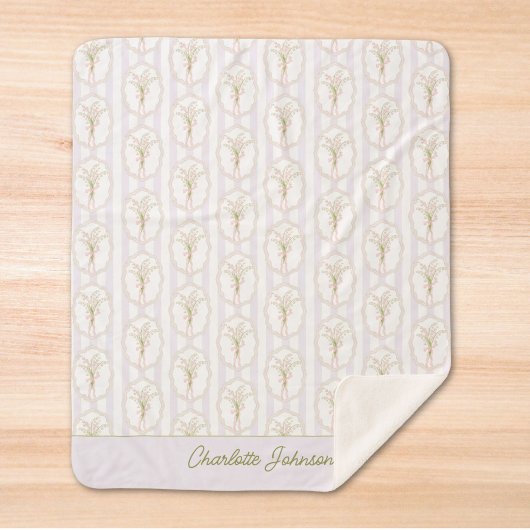 Couverture Sherpa Lily of The Valley Floral Personnalisé Aquarelle