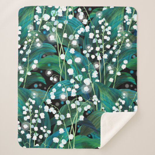 Couverture Sherpa Lily of the valley. Seamless background pattern (Devant)
