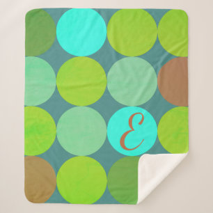 Couverture Sherpa Lime Vert Turquoise Turquoise & Rust Cercles Monog