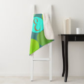 Couverture Sherpa Lime Vert Turquoise Turquoise & Rust Cercles Monog (En situation)