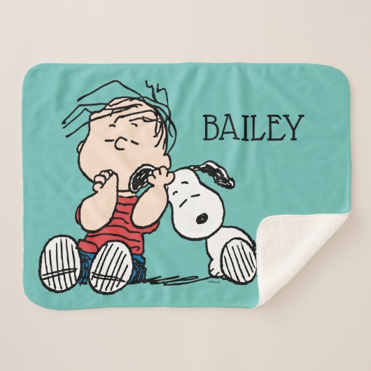 Couverture Sherpa Linus consolé avec l'oreille de Snoopy (Devant (Horizontal))