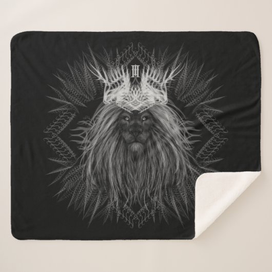 Couverture Sherpa Lion avec monogramme de couronne (Devant (Horizontal))