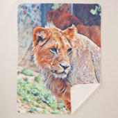 Couverture Sherpa lion d'aquarell (Devant)