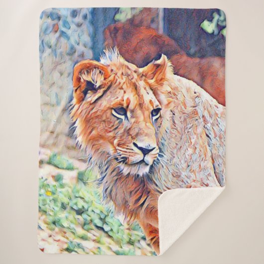 Couverture Sherpa lion d'aquarell (Devant)