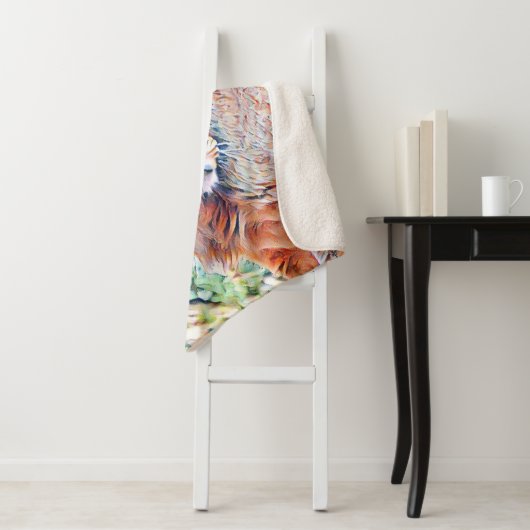 Couverture Sherpa lion d'aquarell (En situation)