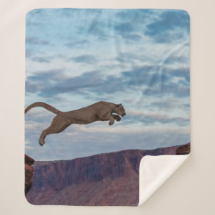 Couverture Sherpa Lion de montagne Jumping Matin Skysaut, lion, anim