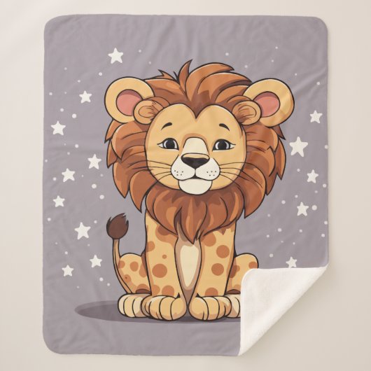 Couverture Sherpa Lion étoiles de dessin (Devant)