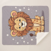 Couverture Sherpa Lion étoiles de dessin (Devant (Horizontal))