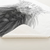 Couverture Sherpa Lion noir avec couronne Antlers et monogramme (3/4)