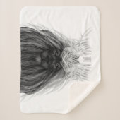 Couverture Sherpa Lion noir avec couronne Antlers et monogramme (Devant)