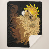 Couverture Sherpa Lion noir jaune Mandala Sun (Devant)