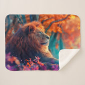 Couverture Sherpa Lion royal dans la conception forestière enchantée (Devant (Horizontal))