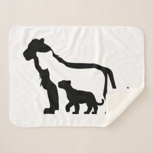 Couverture Sherpa Lions noirs et blancs