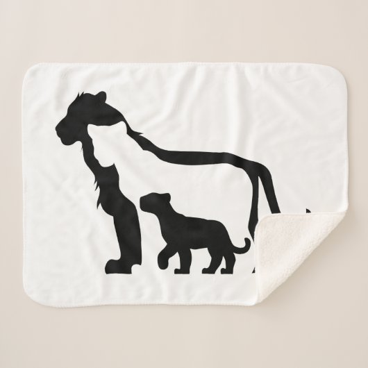 Couverture Sherpa Lions noirs et blancs (Devant (Horizontal))