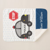 Couverture Sherpa Little Boy Police Officier et Car Polka Dot (Devant (Horizontal))