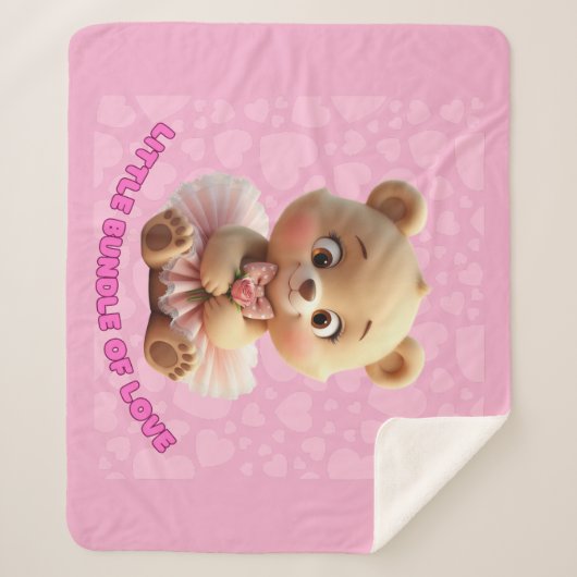 Couverture Sherpa Little Bundle of Love – Cute Baby Bear in Tutu Des (Devant)