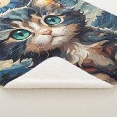 Couverture Sherpa Little Fluffy Kitten Nuit Ciel Vitrail (3/4)