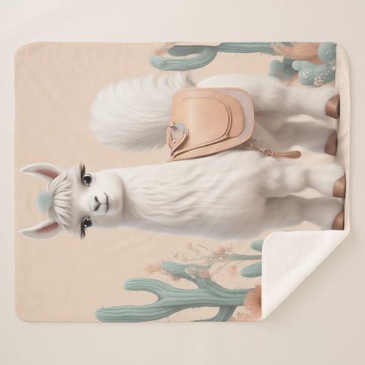 Couverture Sherpa Llama à selle dans le désert (Devant (Horizontal))