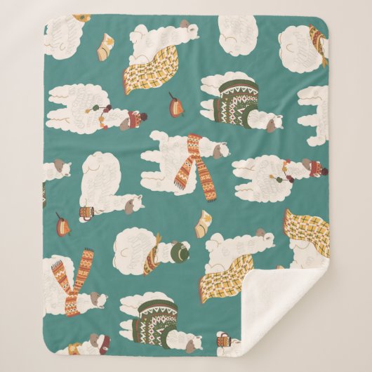 Couverture Sherpa Llama Alpaca Sweater Motif sans couture. (Devant)