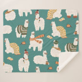 Couverture Sherpa Llama Alpaca Sweater Motif sans couture. (Devant (Horizontal))