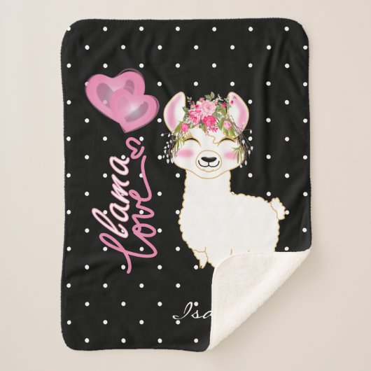 Couverture Sherpa Llama Love dans la flore rose (Devant)