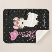Couverture Sherpa Llama Love dans la flore rose (Devant (Horizontal))