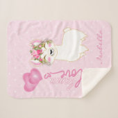 Couverture Sherpa Llama Love dans le design floral rose (Devant (Horizontal))