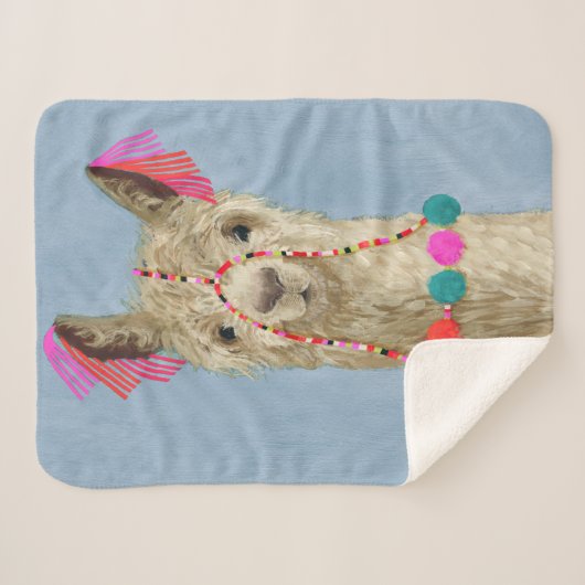 Couverture Sherpa Llama ornée - Beige (Devant (Horizontal))