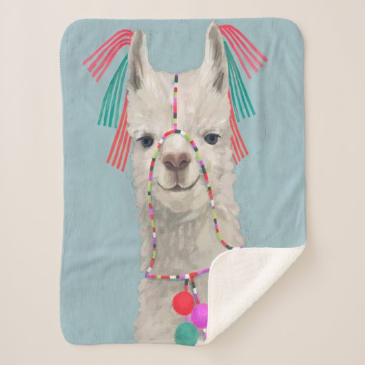 Couverture Sherpa Llama ornée - Blanc (Devant)