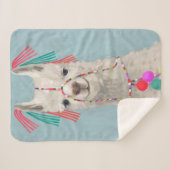 Couverture Sherpa Llama ornée - Blanc (Devant (Horizontal))