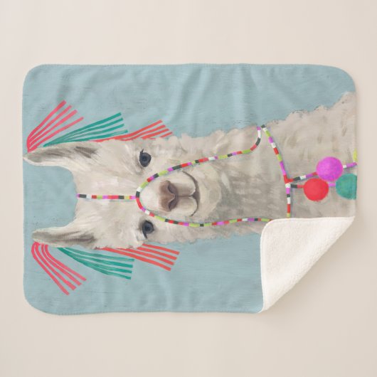 Couverture Sherpa Llama ornée - Blanc (Devant (Horizontal))