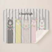 Couverture Sherpa Llamas colorées personnalisées Cute Animal Kids (Devant (Horizontal))