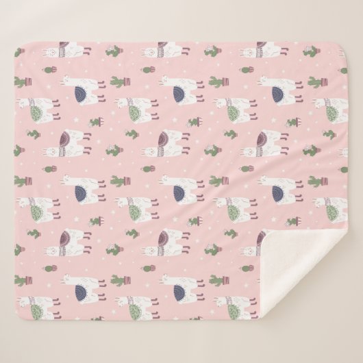 Couverture Sherpa Llamas Sherpa Blanket (Devant (Horizontal))